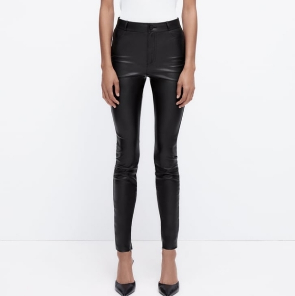 Zara faux leather high rise leggings size XS NEW - Picture 3 of 9